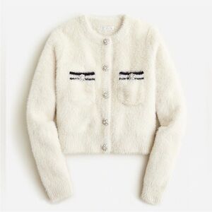 J. Crew Brushed Yarn Crystal Button Cardigan